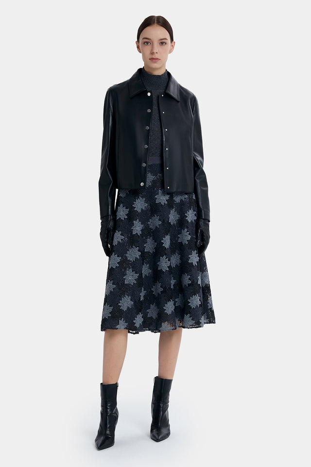 Ports 1961 EXQUISTE SILVER FLORAL A-LINE SKIRT GREY MIX