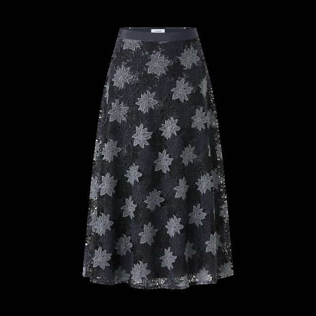 ports 1961 EXQUISTE SILVER FLORAL A-LINE SKIRT GREY MIX
