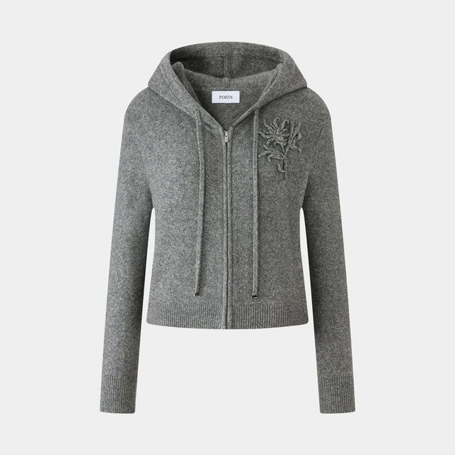 ports 1961 FLORAL EMBROIDERED HOODIE ROCK SHADOW MIX