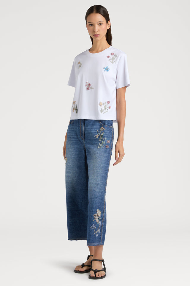 Ports 1961 FLORAL FANTASY DENIM JEANS 846-MID DENIM