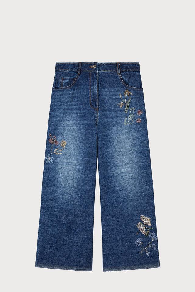 ports 1961 FLORAL FANTASY DENIM JEANS 846-MID DENIM