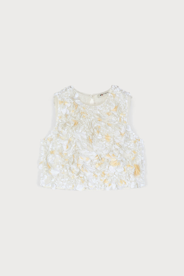 ports 1961 FLORAL INSPIRED GLIMMER TOP 110-OPTIC WHITE
