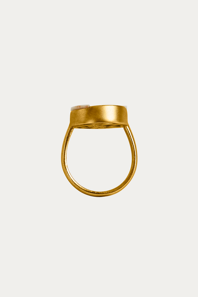 Ports 1961 GEOMETRIC GOLD AND ENAMEL COCKTAIL RING GOLD