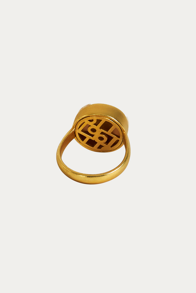 Ports 1961 GEOMETRIC GOLD AND ENAMEL COCKTAIL RING GOLD