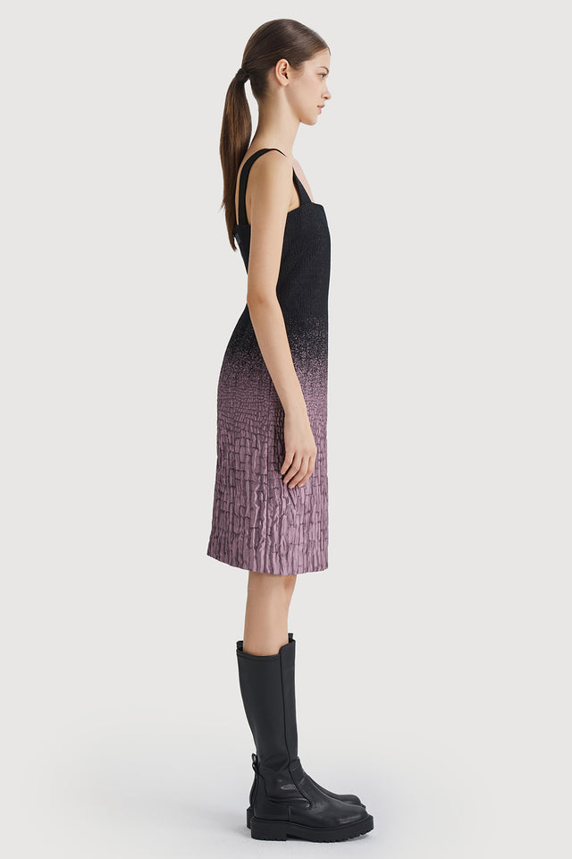 Ports 1961 Gradient Color Bodycon Dress 09h-BLACK + PINK