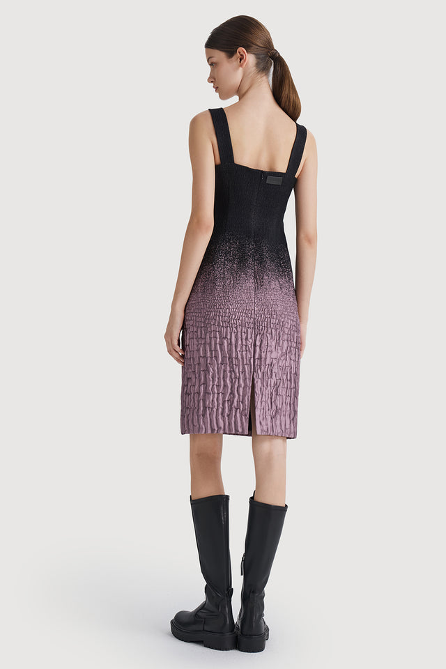 Ports 1961 Gradient Color Bodycon Dress 09h-BLACK + PINK