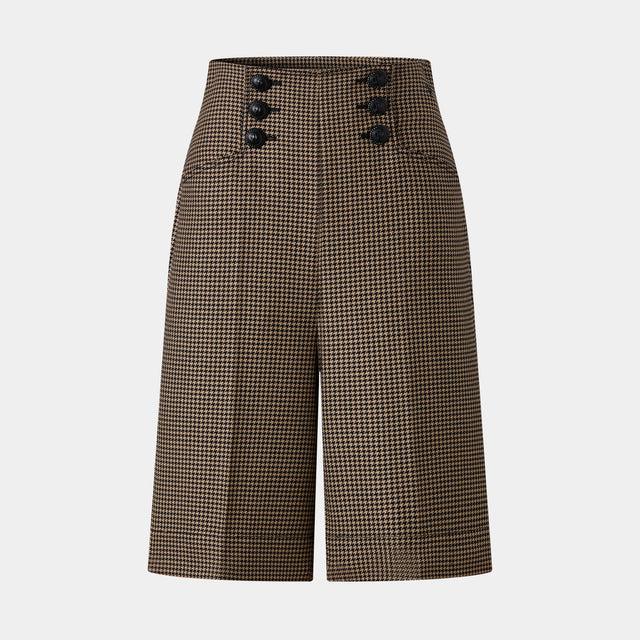ports 1961 HIGH-WAISTED HOUNDSTOOTH CULOTTES BROWN MIX