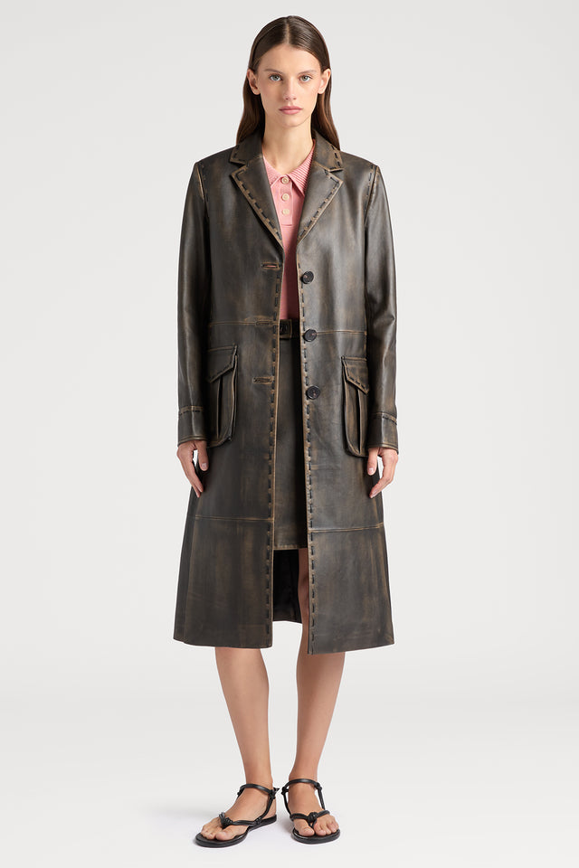 Ports 1961 LUXURIOUS BOVINE LEATHER JACKET EVOKING OUR TIMELESS ROMANCE 550-BROWN