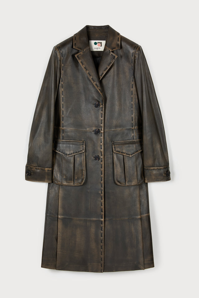 ports 1961 LUXURIOUS BOVINE LEATHER JACKET EVOKING OUR TIMELESS ROMANCE 550-BROWN