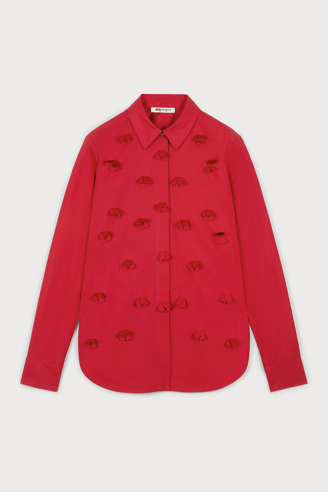 ports 1961 MERGING ARTISTRY RED PAPER CUT DECOUPAGE SHIRT 410-BRIGHT RED
