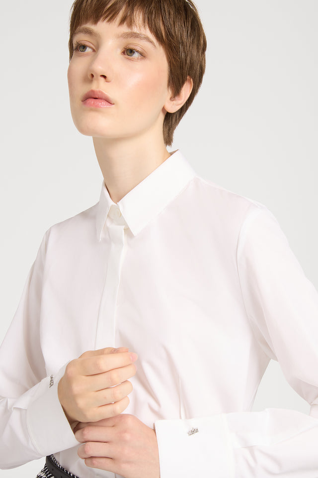 Ports 1961 No. 10 ~ BUTTONED WHITE SHIRT 110-OPTIC WHITE