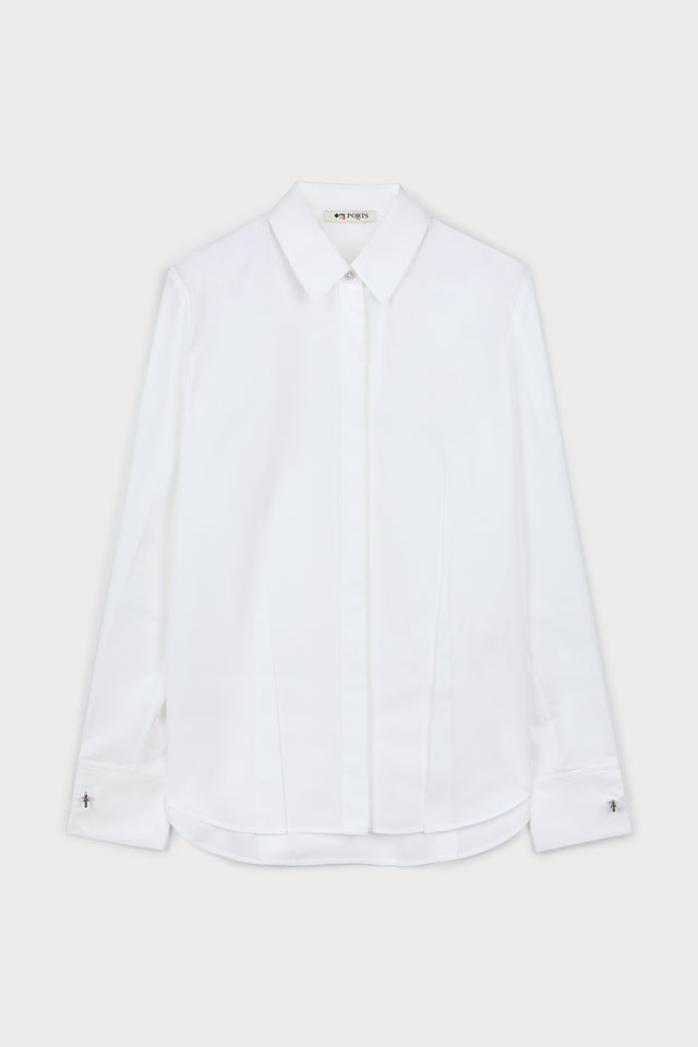 ports 1961 No. 10 ~ BUTTONED WHITE SHIRT 110-OPTIC WHITE