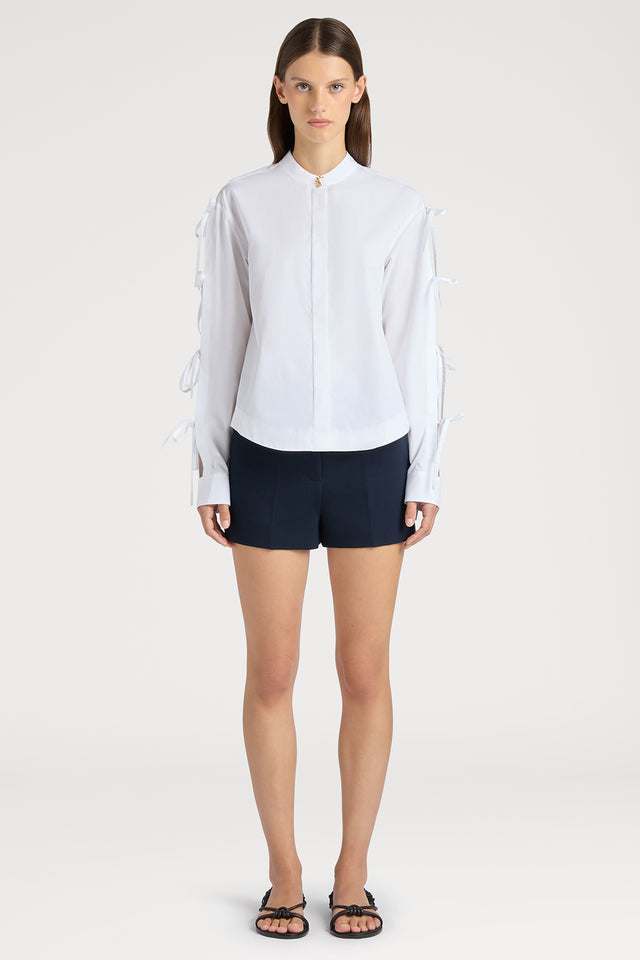 Ports 1961 No. 10 ~ EXQUISITE PORTS 1961 RIBBON TIE WITH ARTFUL CUT-OUTS 110-WHITE