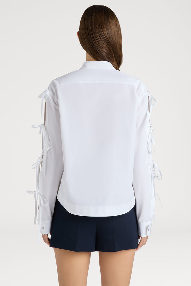 Ports 1961 No. 10 ~ EXQUISITE PORTS 1961 RIBBON TIE WITH ARTFUL CUT-OUTS 110-WHITE