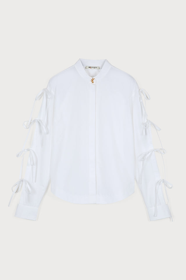 ports 1961 No. 10 ~ EXQUISITE PORTS 1961 RIBBON TIE WITH ARTFUL CUT-OUTS 110-WHITE