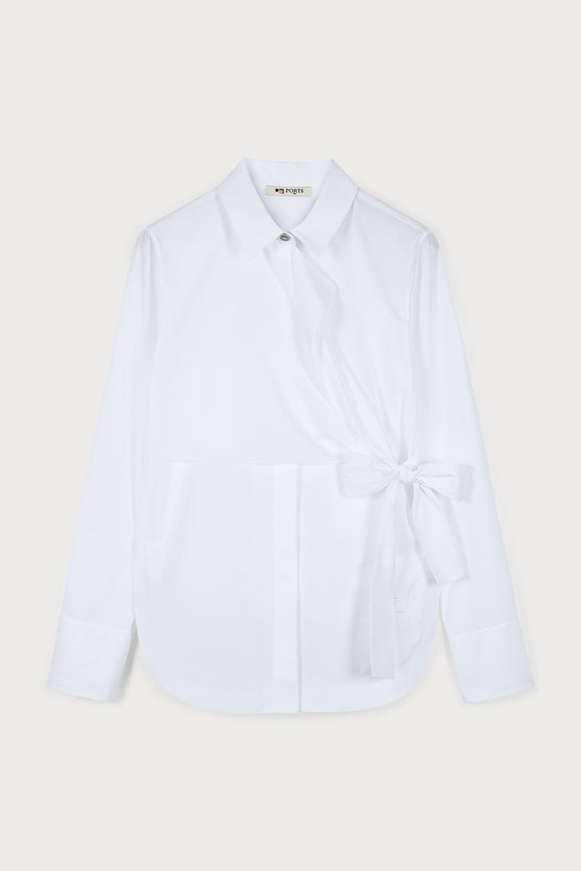 ports 1961 No. 10 ~ PORTS 1961 SIGNATURE WRAP SHIRT ADORNED WITH RIBBON TIE 110-WHITE