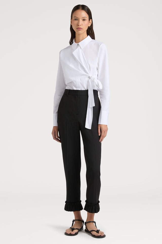 Ports 1961 OPULENT TROUSERS WITH LAVISH RUFFLE HEM DETAILS 999-BLACK