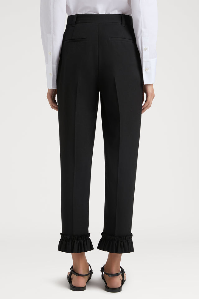 Ports 1961 OPULENT TROUSERS WITH LAVISH RUFFLE HEM DETAILS 999-BLACK