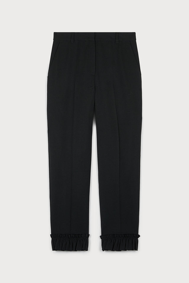 ports 1961 OPULENT TROUSERS WITH LAVISH RUFFLE HEM DETAILS 999-BLACK