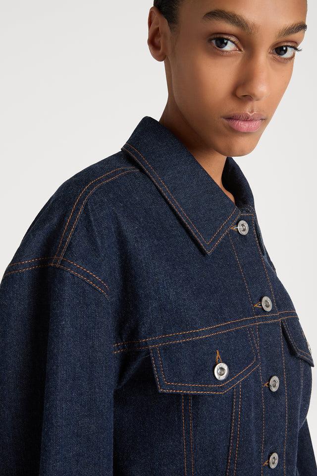 Ports 1961 P LOGO CONTRAST DENIM JACKET 866-BLUE JEANS