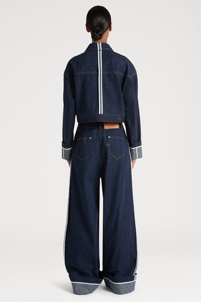 Ports 1961 P LOGO CONTRAST DENIM JACKET 866-BLUE JEANS