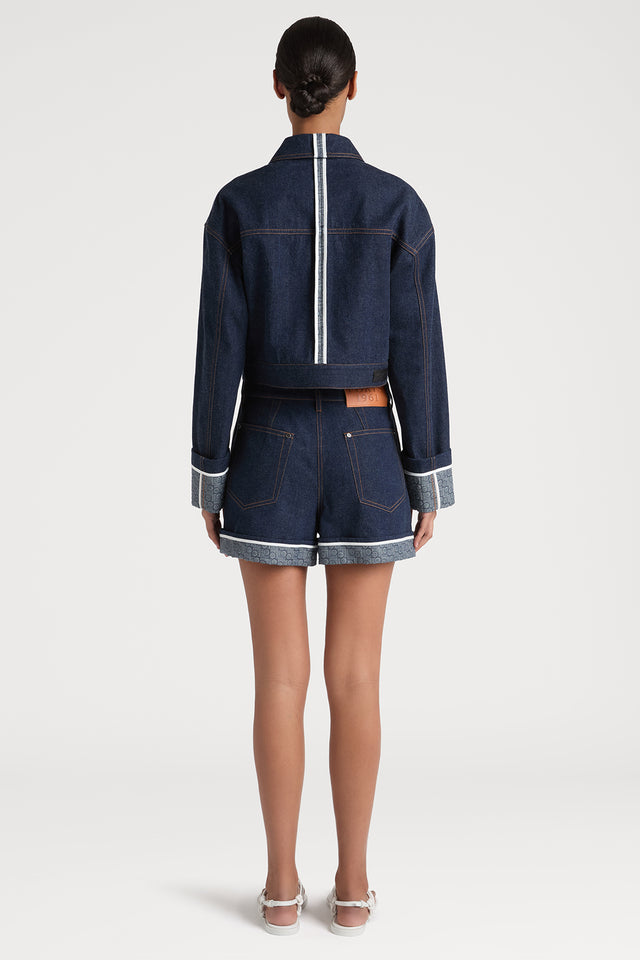 Ports 1961 P LOGO CONTRAST DENIM SHORTS 866-BLUE JEANS