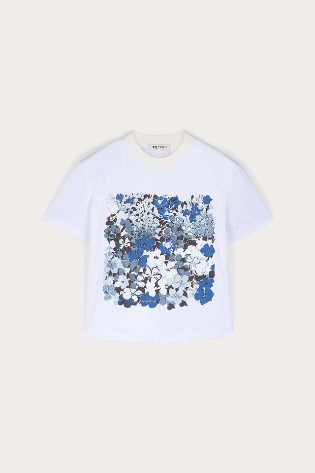 ports 1961 PETAL PRINT WHITE T-SHIRT 110-OPTIC WHITE