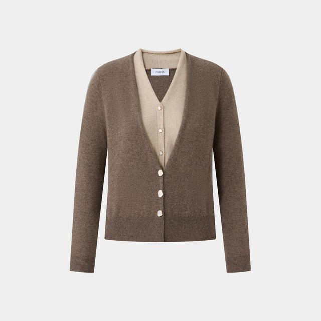 ports 1961 2-IN-1 CASHMERE CARDIGAN FROSTED ALMOND