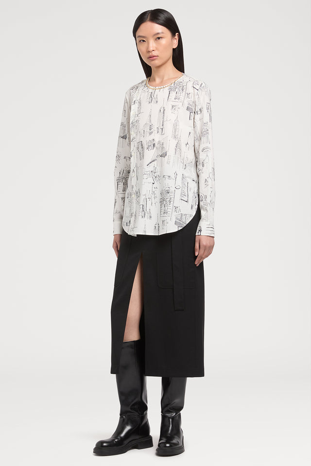 Ports 1961 BAUHAUS PRINT BLOUSE P01-WHITE&BLACK