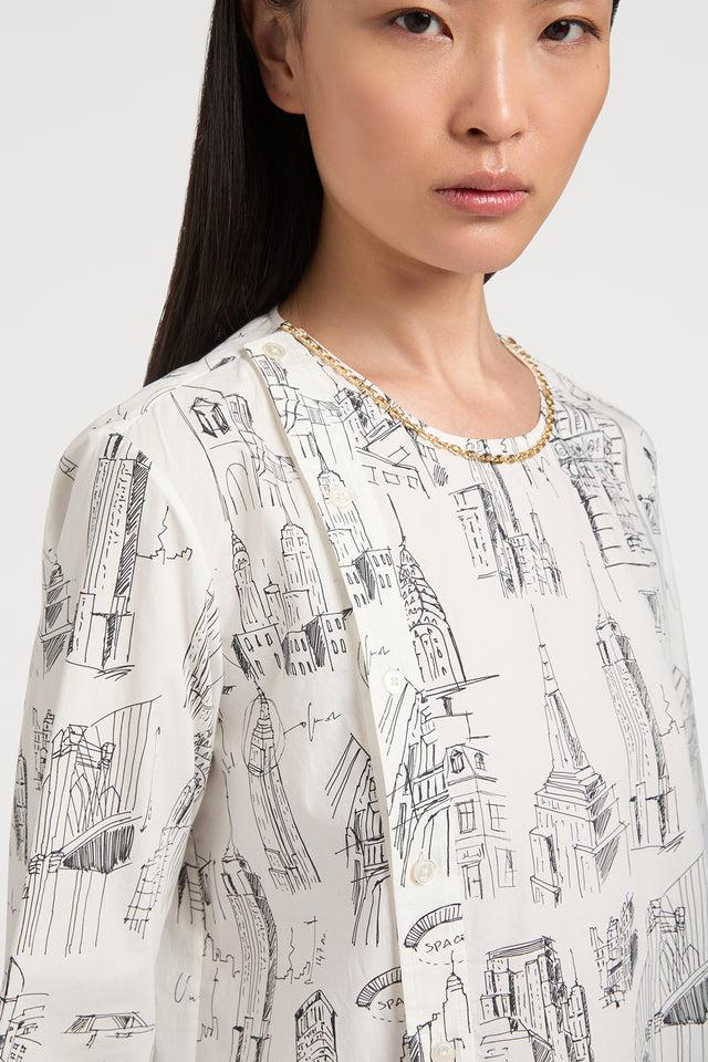 Ports 1961 BAUHAUS PRINT BLOUSE P01-WHITE&BLACK