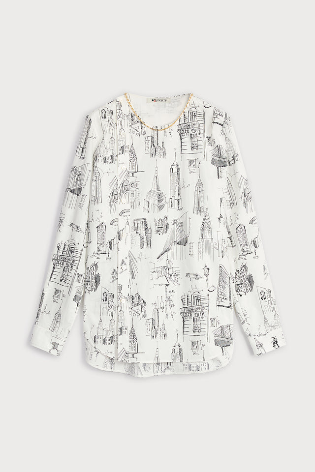 ports 1961 BAUHAUS PRINT BLOUSE P01-WHITE&BLACK