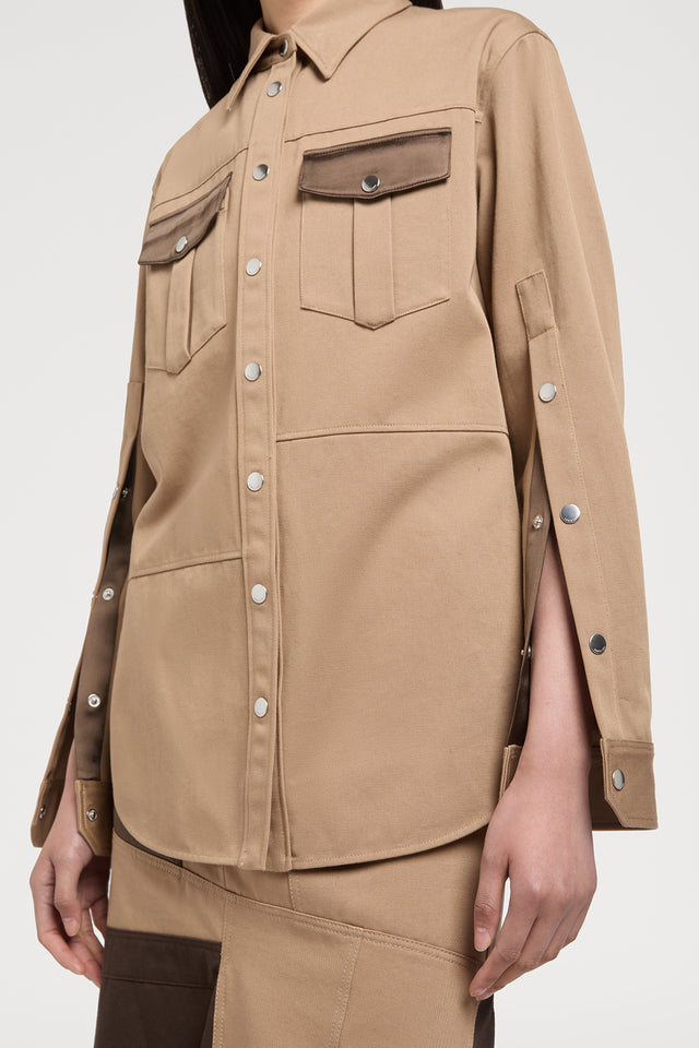 Ports 1961 BEIGE CARGO SHIRT 548-CAMEL