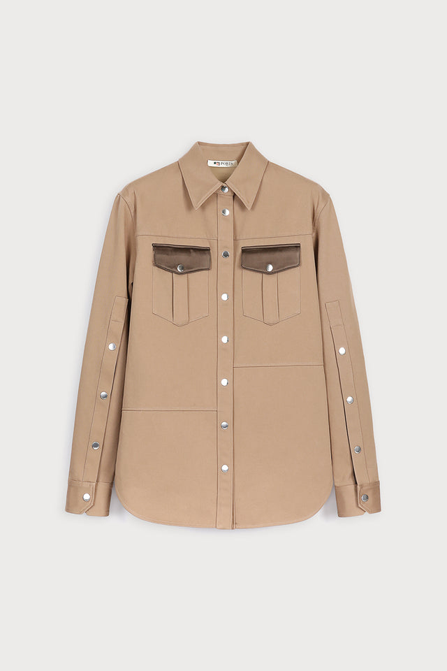 ports 1961 BEIGE CARGO SHIRT 548-CAMEL