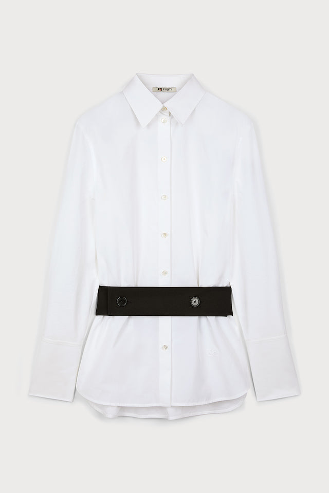 ports 1961 BELTED WHITE SHIRT 110-OPTIC WHITE