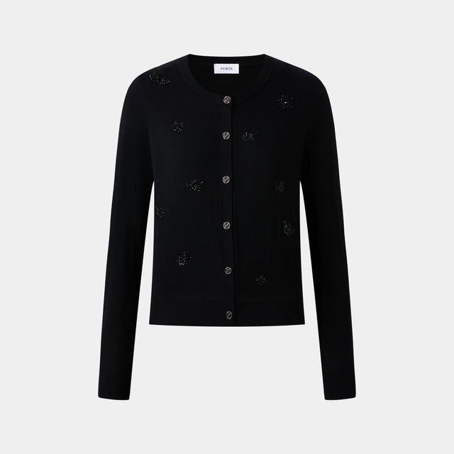 ports 1961 BLACK BUTTONED CARDIGAN BLACK