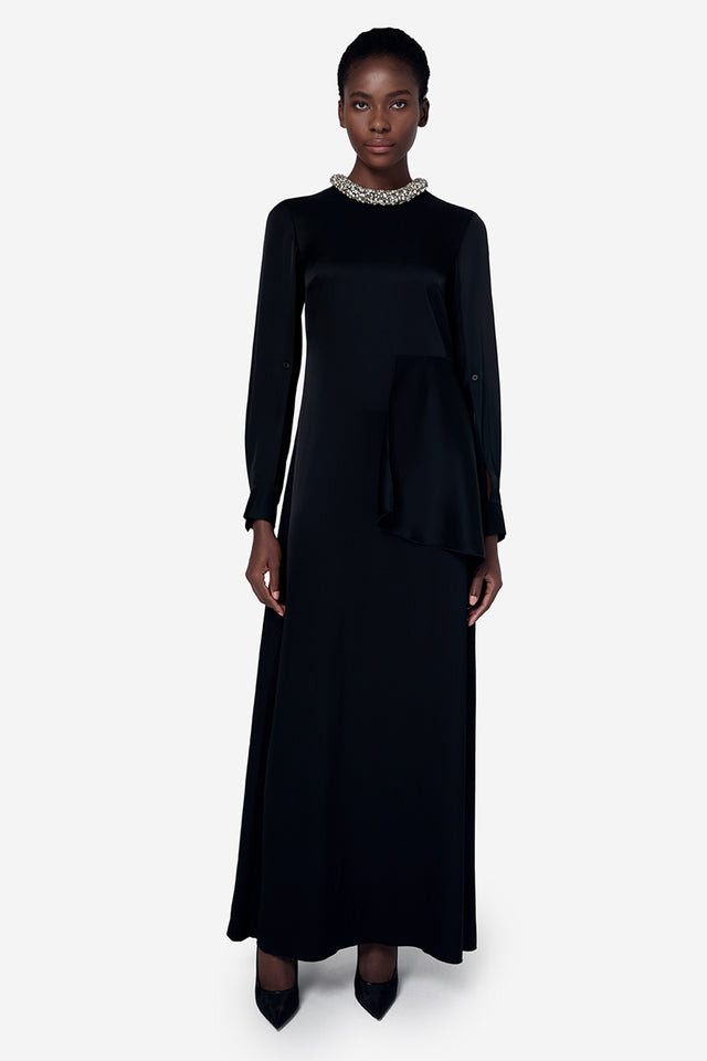 Ports 1961 BLACK CRYSTAL NECKLACE GOWN BLACK