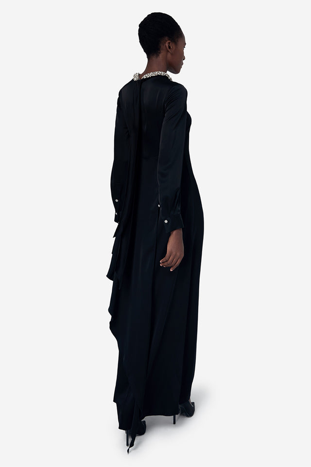 Ports 1961 BLACK CRYSTAL NECKLACE GOWN BLACK