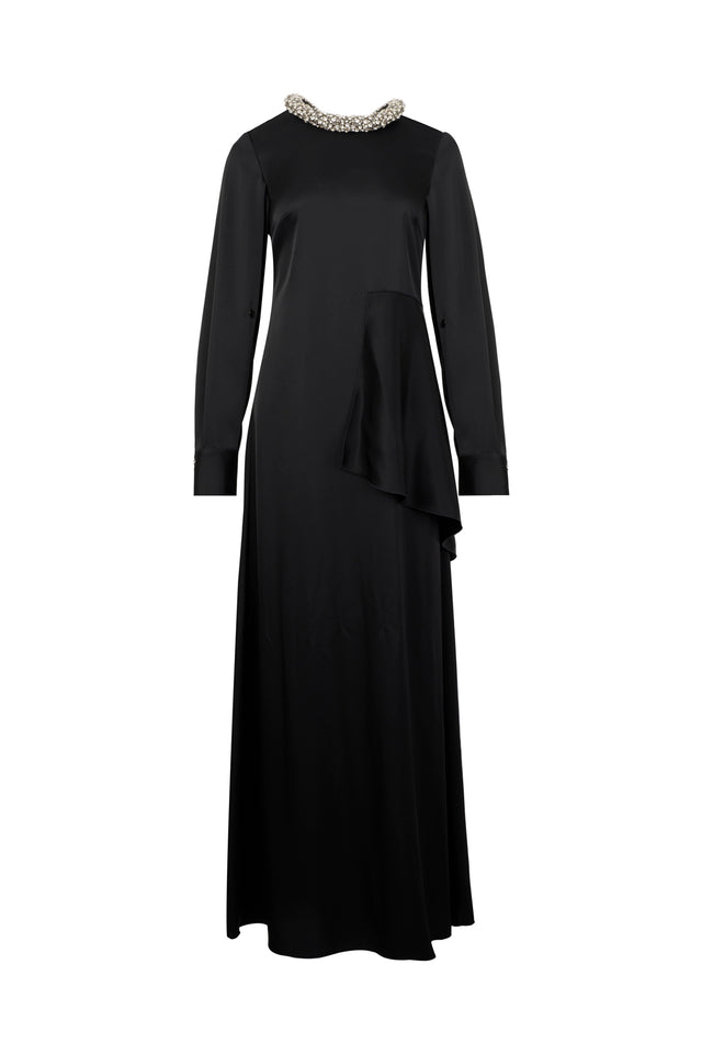 ports 1961 BLACK CRYSTAL NECKLACE GOWN BLACK