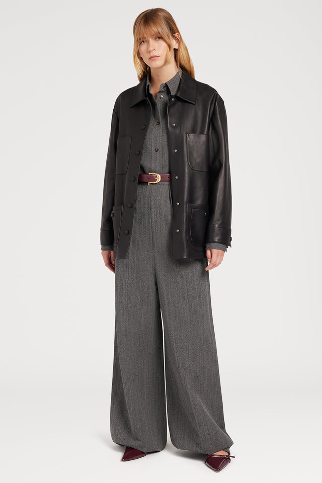 Ports 1961 BLACK LEATHER JACKET 999-BLACK