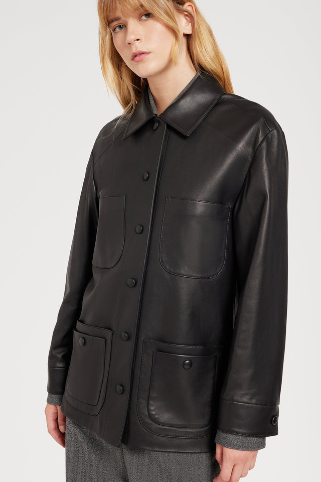 Ports 1961 BLACK LEATHER JACKET 999-BLACK