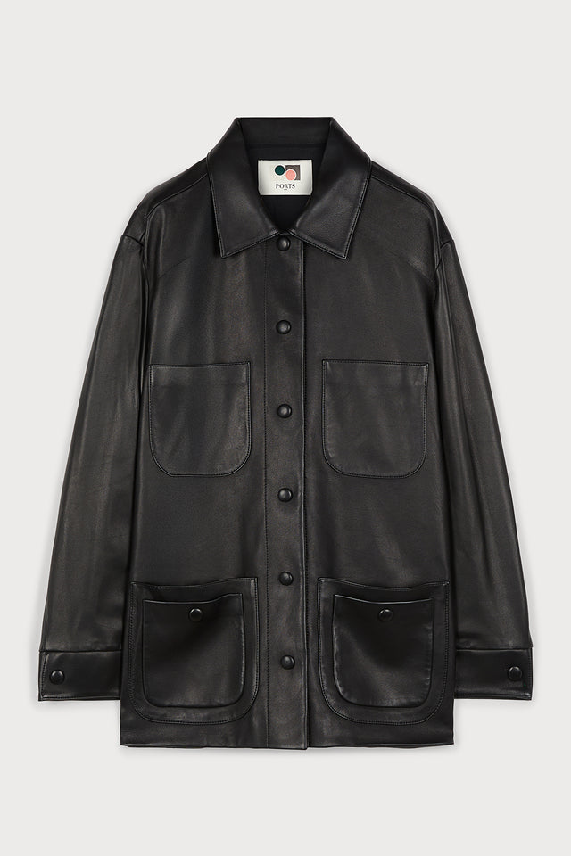 ports 1961 BLACK LEATHER JACKET 999-BLACK