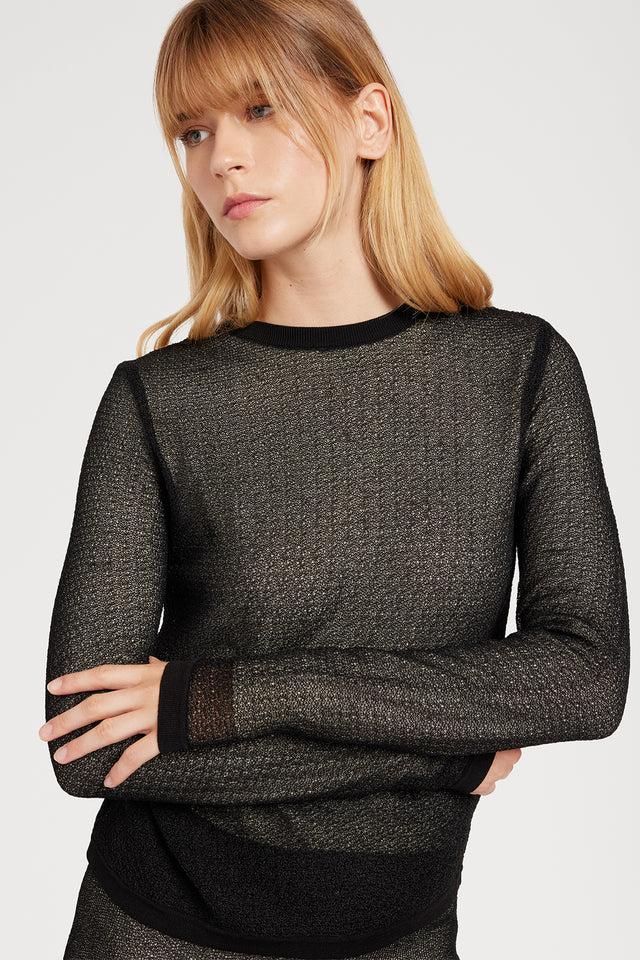 Ports 1961 BLACK MESH SWEATER 999-BLACK