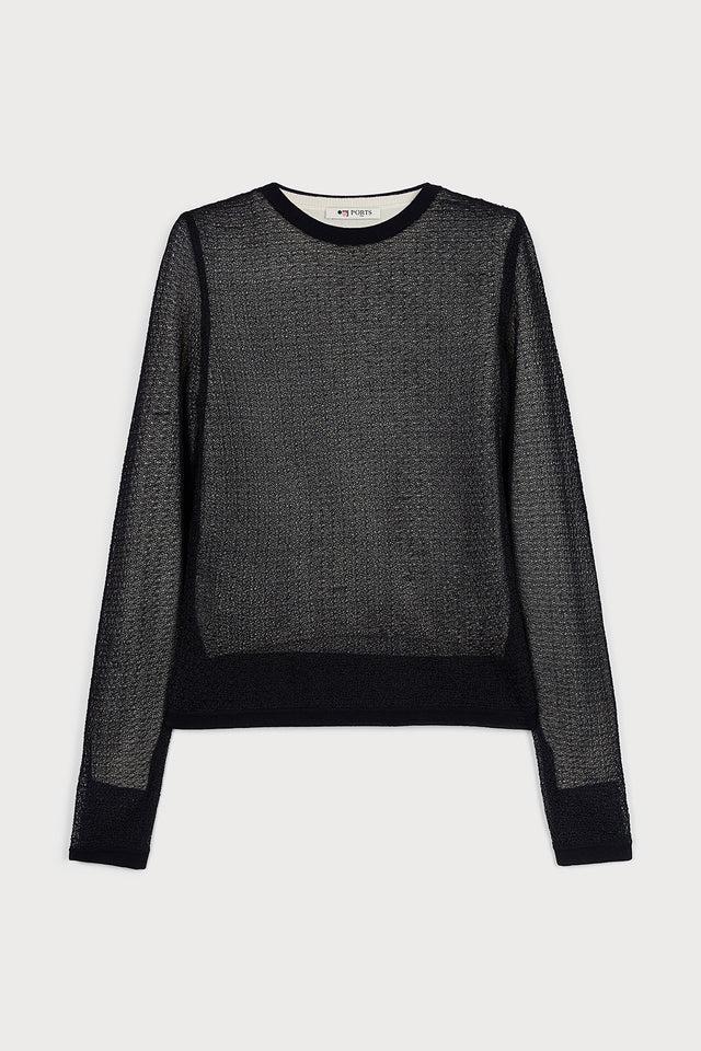 ports 1961 BLACK MESH SWEATER 999-BLACK