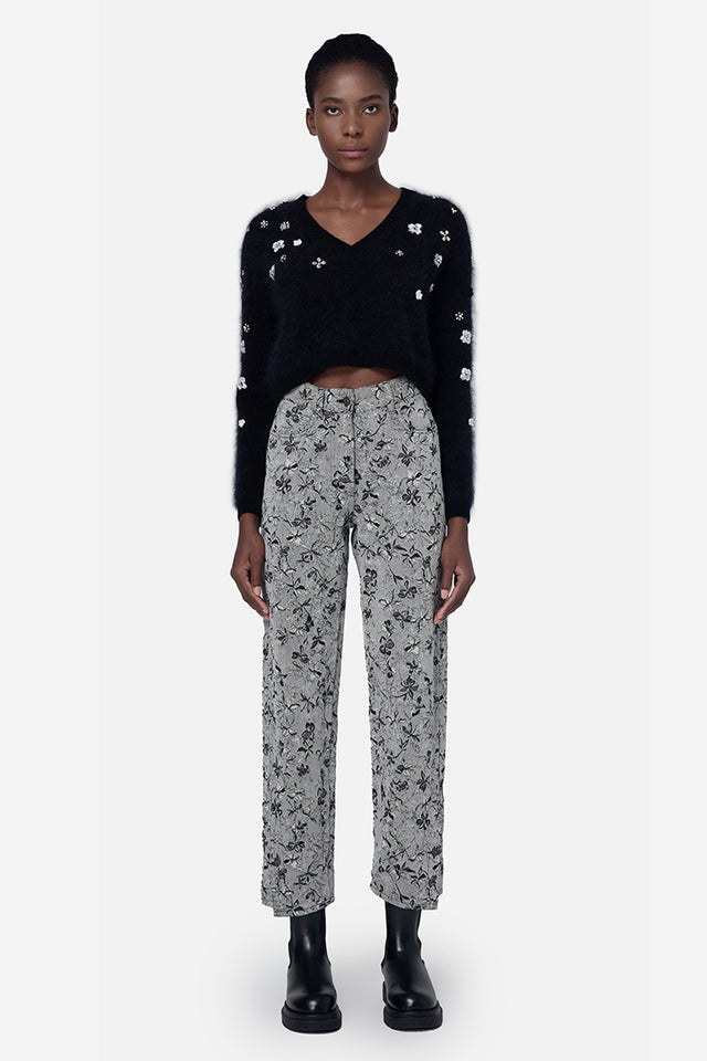 Ports 1961 BLACK MOHAIR SILK V-NECK KNITWEAR BLACK