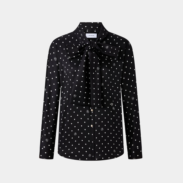 ports 1961 BLACK POLKA DOT SHIRT BLACK PRINT