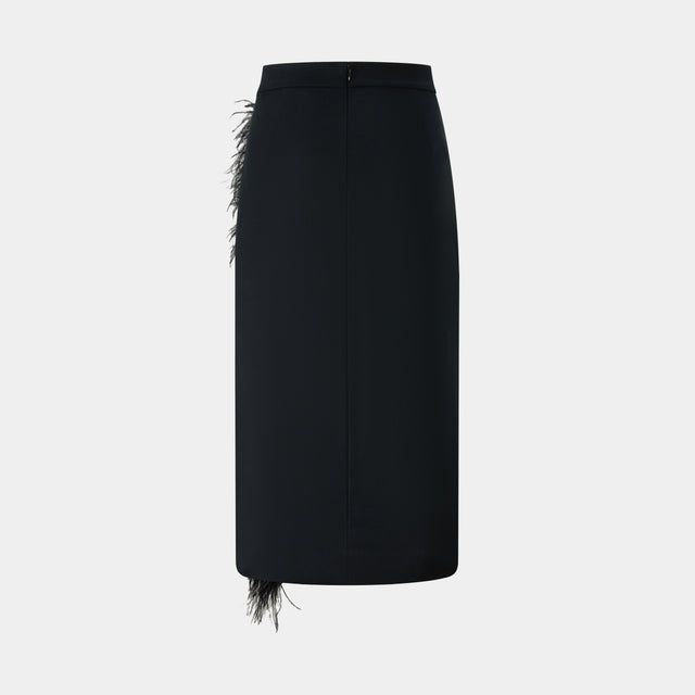 Ports 1961 BLACK SIDE FEATHER SKIRT BLACK