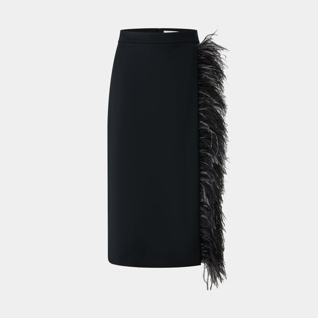 ports 1961 BLACK SIDE FEATHER SKIRT BLACK