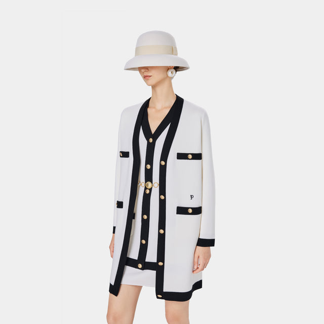 Ports 1961 BLACK TRIMMING CARDIGAN CREAM