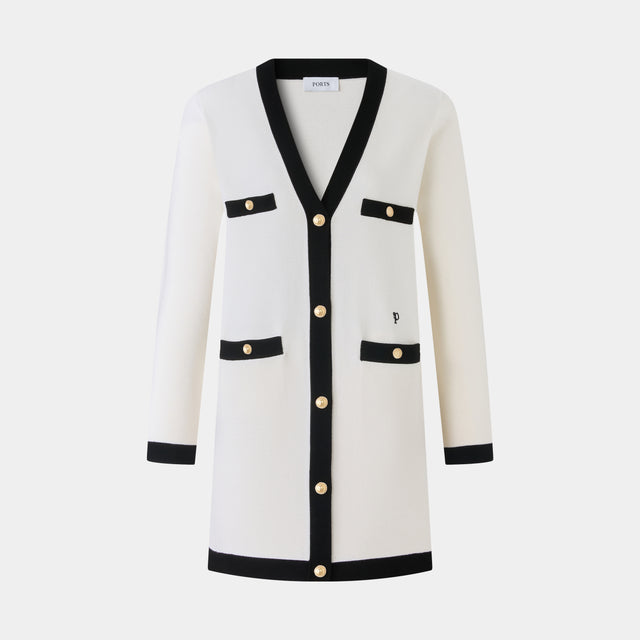 ports 1961 BLACK TRIMMING CARDIGAN CREAM