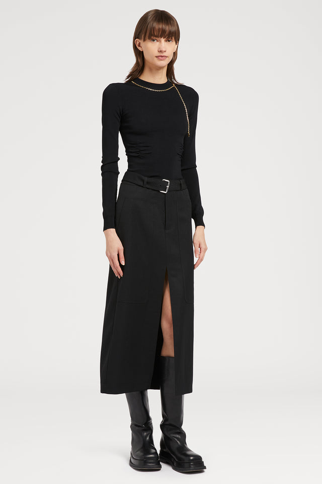 Ports 1961 BLACK VENTED SKIRT 999-BLACK